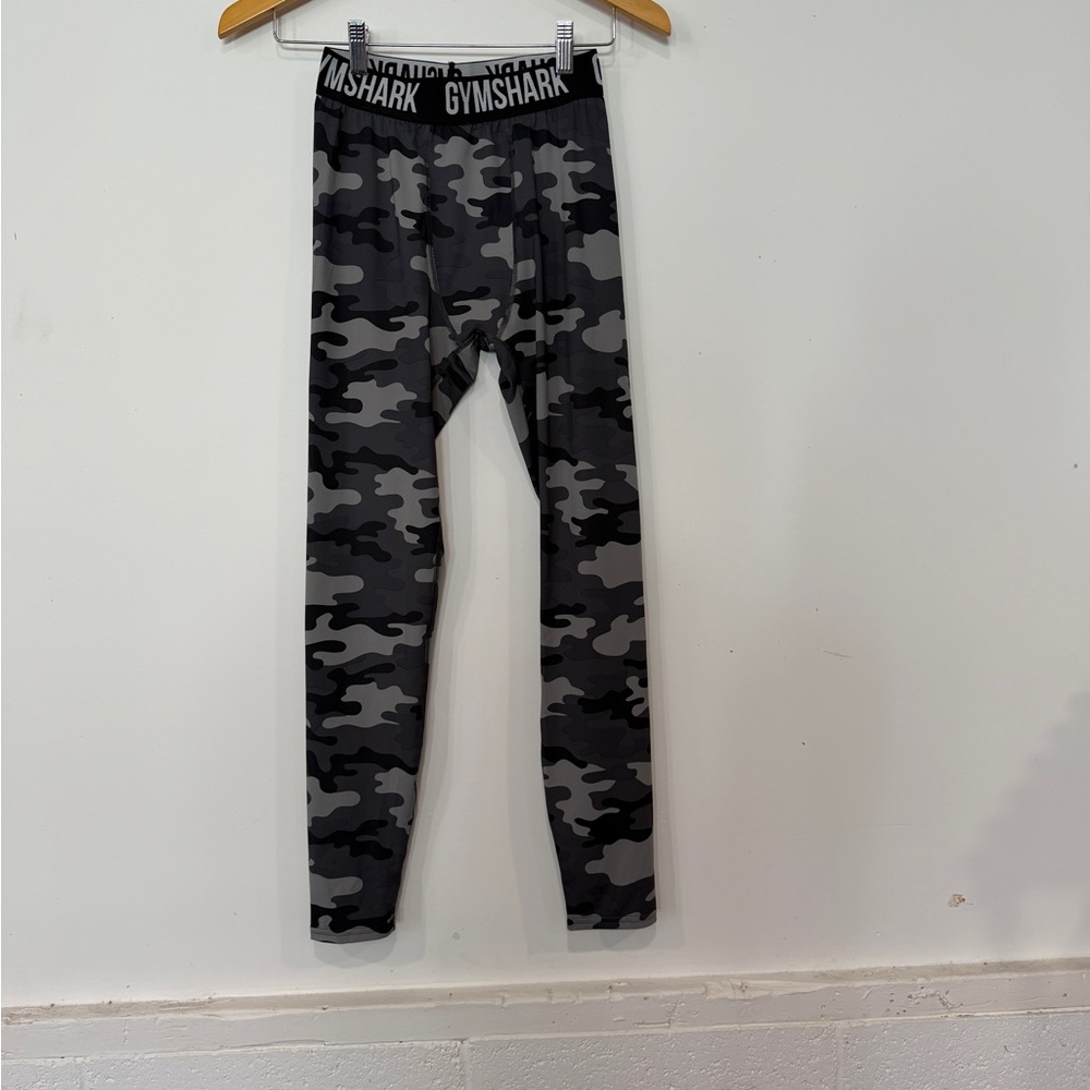 Gymshark Men’s Black & Gray Camo Compression Leggings